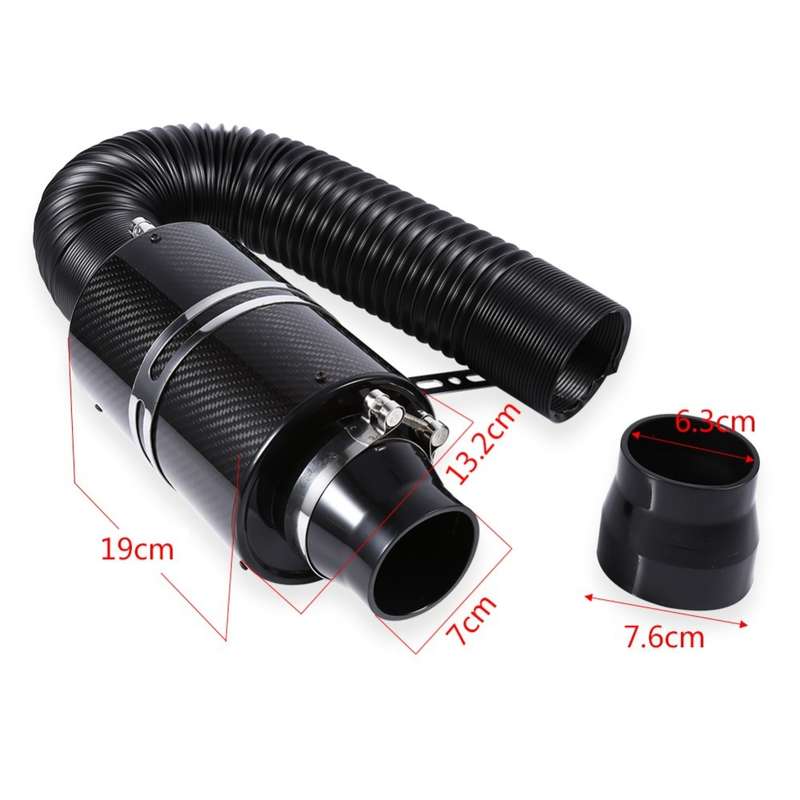 Carbon Fiber Air Intake Bellows Air Filter Kit Car Modification(Without Turbo Fan)
