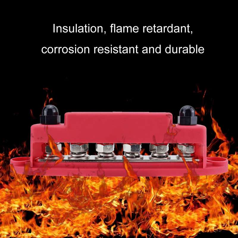 M8 Nylon Base RV Yacht Waterproof Dustproof Cover 6-post Bus Bar, Color: Red+Black 1pair With Termin
