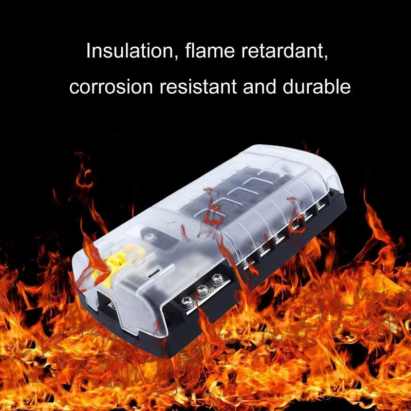 RV Yacht 12-way LED Insulated Flame-retardant Fuse Holder Box with Wire(Configuration 4)