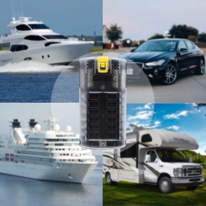 RV Yacht 12-way LED Insulated Flame-retardant Fuse Holder Box with Wire(Configuration 4)
