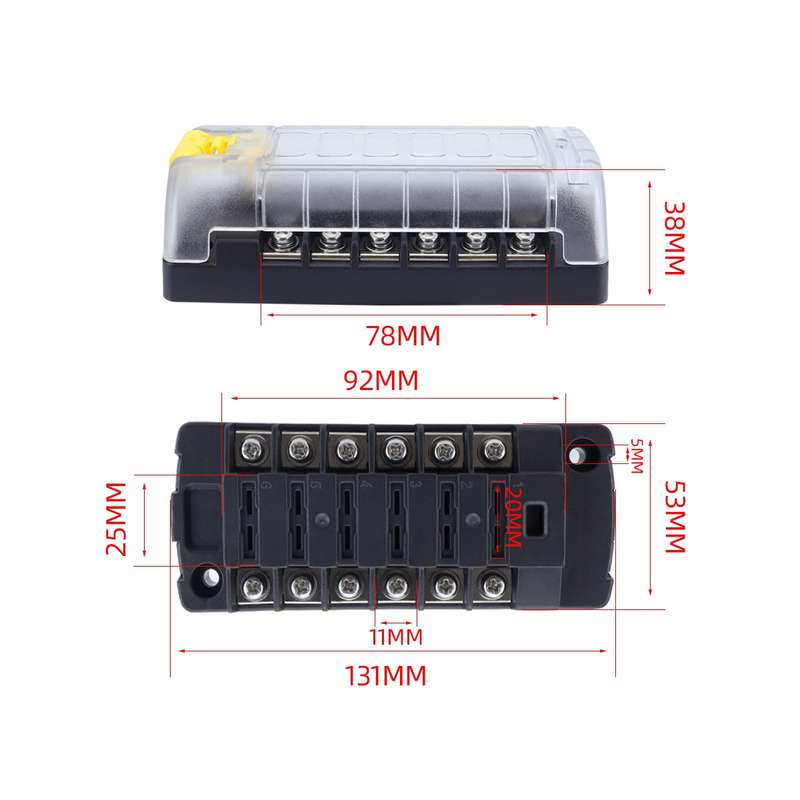 6-Way Plug-In Insulated Cover Fuse Box For Cars Yachts, Set: Enhanced Version A