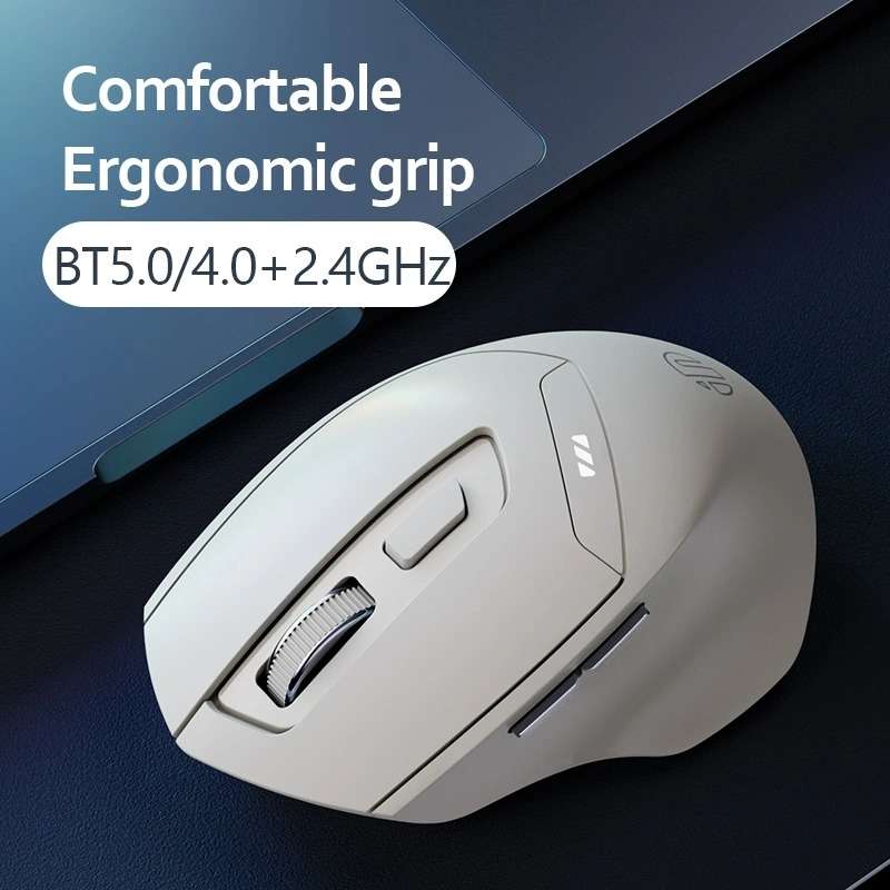 Inphic DR6 2.4G Wireless + Bluetooth 5.0/4.0 Tri-mode Charging Mute Office Gaming Computer Mouse(Whi