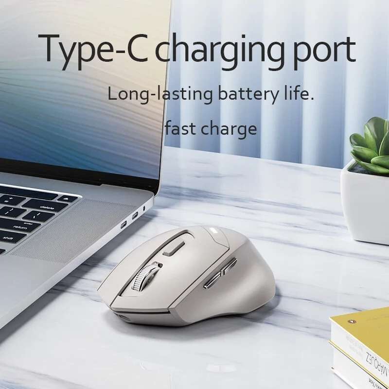 Inphic DR6 2.4G Wireless + Bluetooth 5.0/4.0 Tri-mode Charging Mute Office Gaming Computer Mouse(Whi