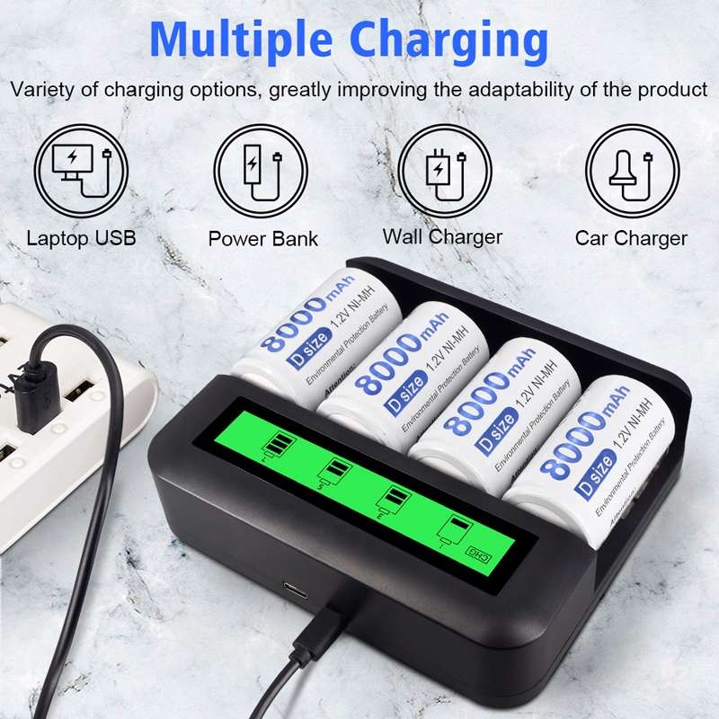 NC559 Eight-Slot LCD Multifunctional Battery Charger AA / AAA / C / D Charger