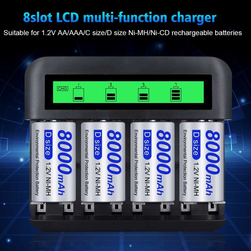 NC559 Eight-Slot LCD Multifunctional Battery Charger AA / AAA / C / D Charger