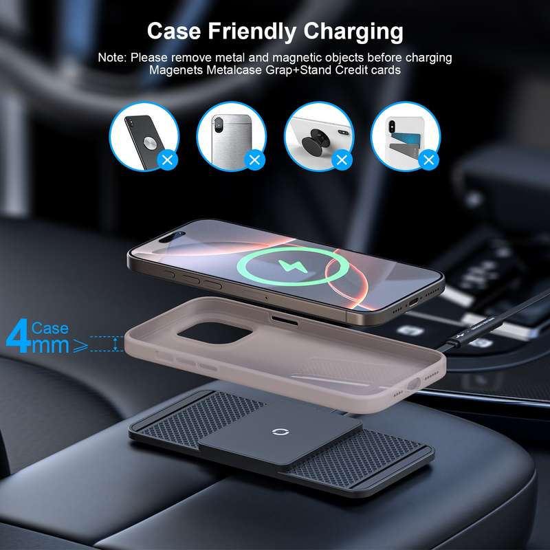 Avoid Camera Universal Car Wireless Charger Anti-slip Mat(USB Interface 0.3m)