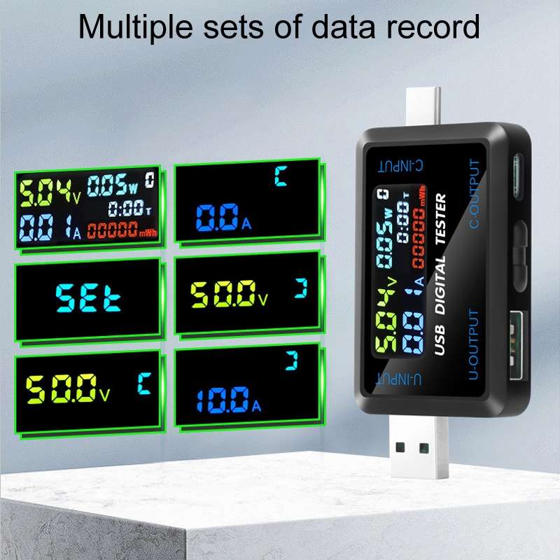 6527-Q Multifunctional Digital Voltage And Current Meter Portable Capacity Tester(USB+Type-C Port)