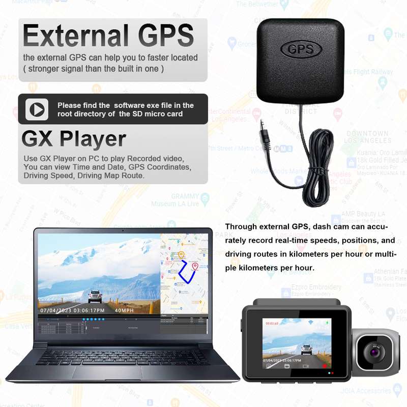 M700A 3 Channels Car Recorder 4K UHD Front+1080P Inside+2K Rear+GPS+WIFI Dash Cam(Black)