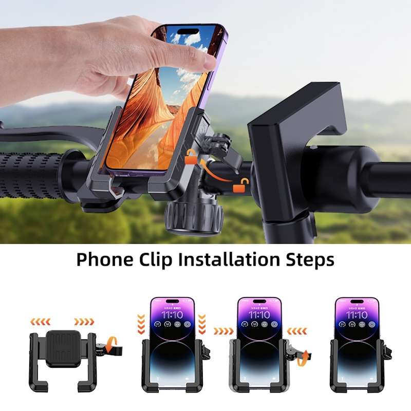 YYS-615 Motorcycle Bicycle Semi-Wrapped Riding Navigation Cell Phone Holder(Black+Orange)