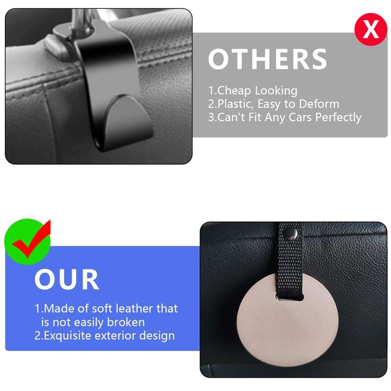 2pcs Concealed Car Seatback Leather Storage Hooks(Black)