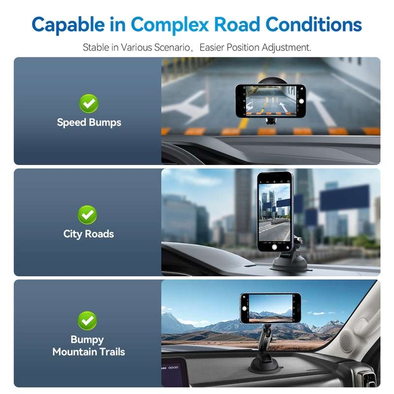 TELESIN Magnetic Suction Car Phone Mount 360 Degree Rotation Phone Holder