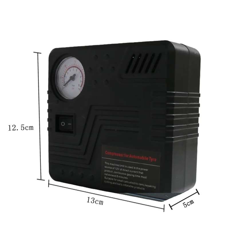 Car Tire Air Pump 12V Metal Electric Tire Pressure Gauge(Square)