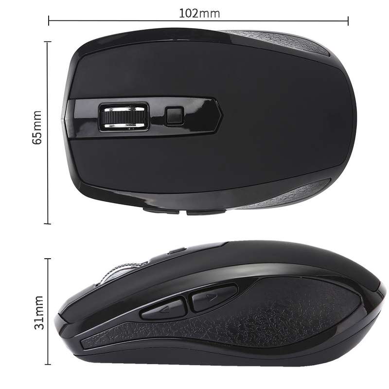 6-Keys Type-C/USB-C Laptop Office Game Silent Wireless Mouse(Black)
