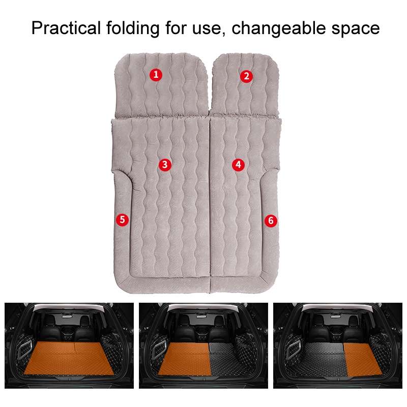 Inflatable Mattress For Car Travel SUV Rear Seat/Trunk, Color: Beige