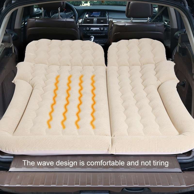 Inflatable Mattress For Car Travel SUV Rear Seat/Trunk, Color: Beige