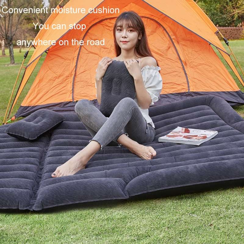 Inflatable Mattress For Car Travel SUV Rear Seat/Trunk, Color: Beige