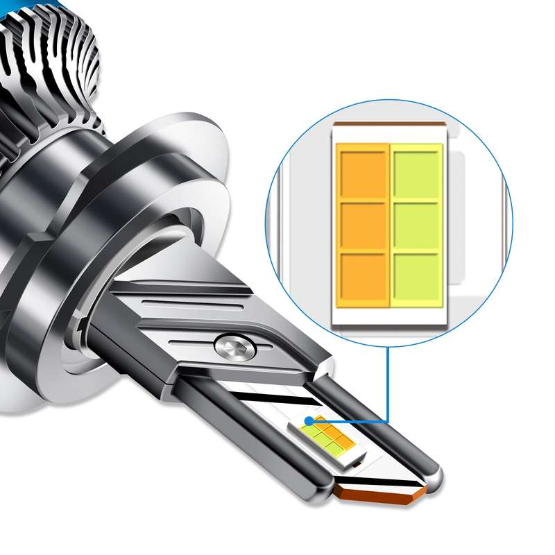 50W Three-color LED Double Copper Tube Aluminum Alloy Headlight, Bulb: H11