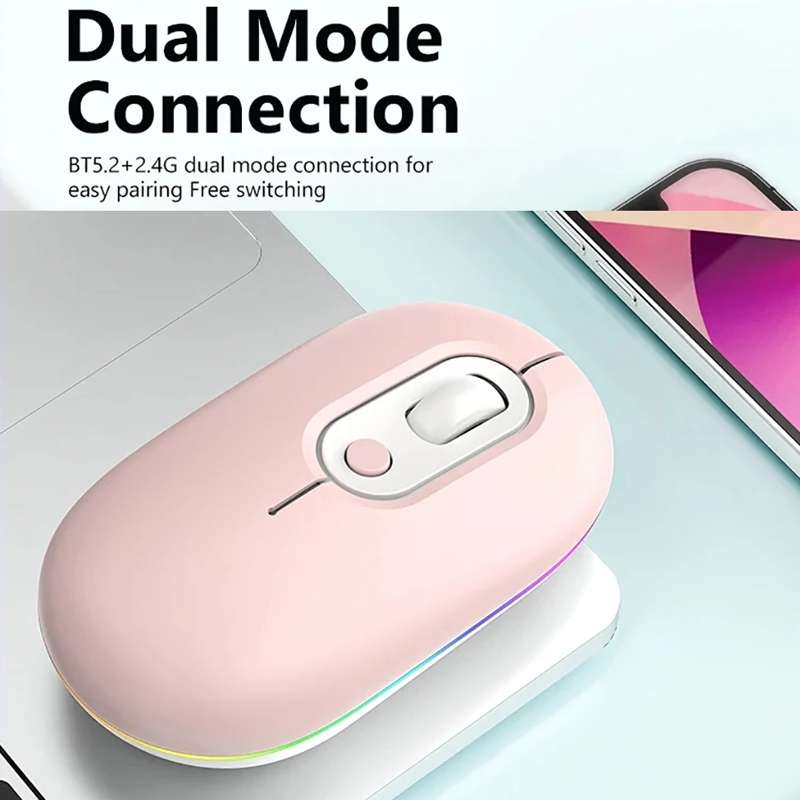 Rechargeable Illuminated Silent Wireless Mouse, Style: 2.4G+Bluetooth Blue