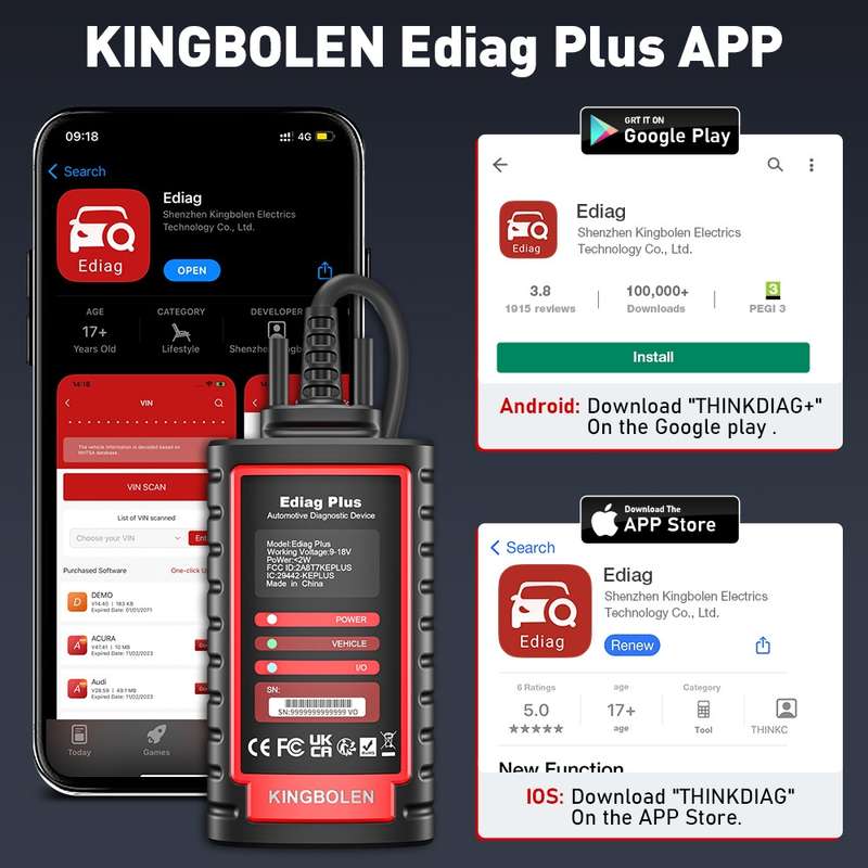 KINGBOLEN OBD2 Car Tester Diagnostics(Ediag Plus)