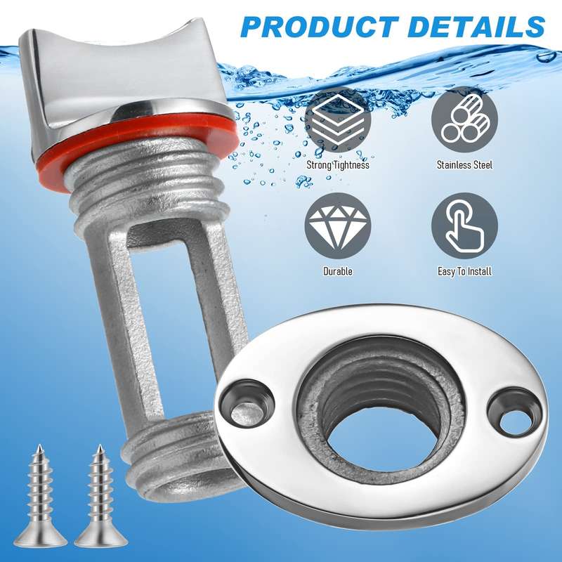 Stainless Steel Water Plug For Kayak Stern Drain, Set: 1pc