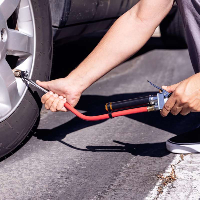 Hand-Held Inflatable Tire Pressure Rod For Car Motorcycle Tires(Red)