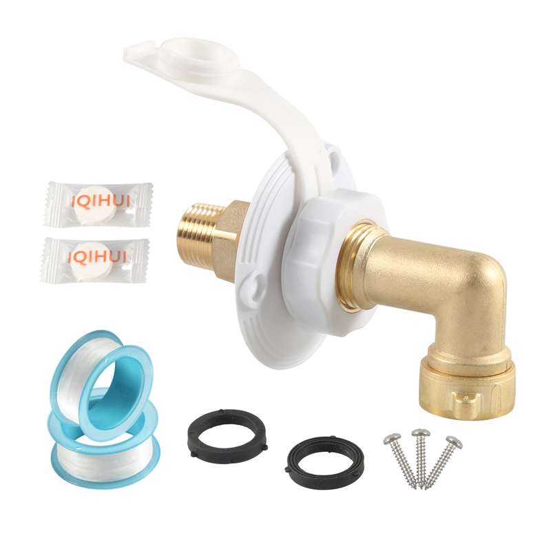 Brass Water Inlet Check Valve For Yacht RV With Adapter(White)