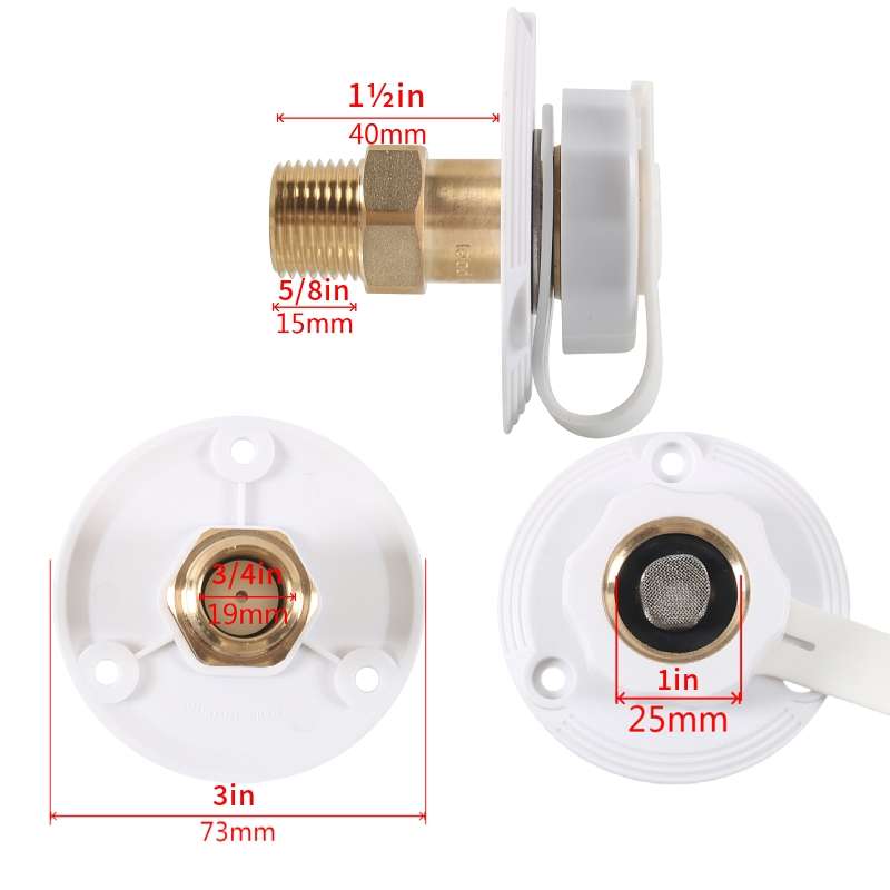 Brass Water Inlet Check Valve For Yacht RV With Adapter(White)