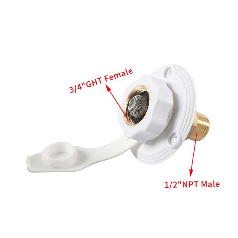 Brass Water Inlet Check Valve For Yacht RV With Adapter(White)