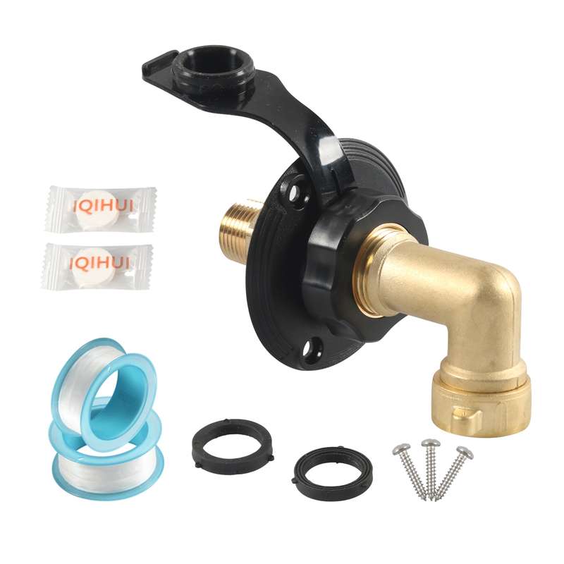 Brass Water Inlet Check Valve For Yacht RV With Adapter(Black)