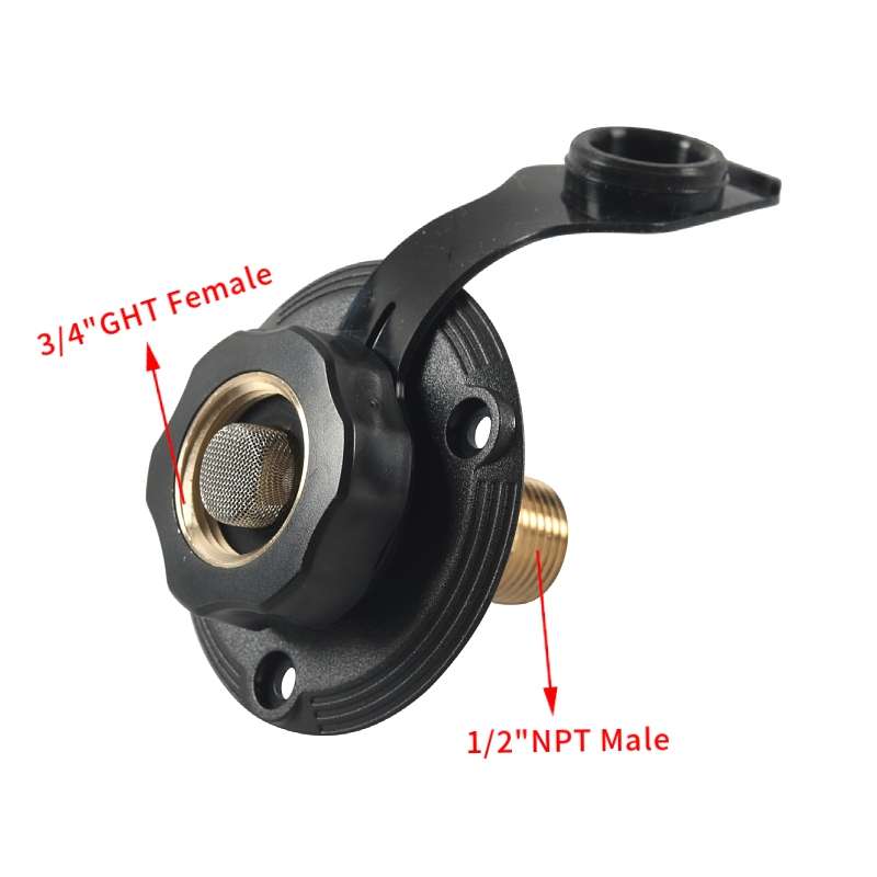 Brass Water Inlet Check Valve For Yacht RV With Adapter(Black)