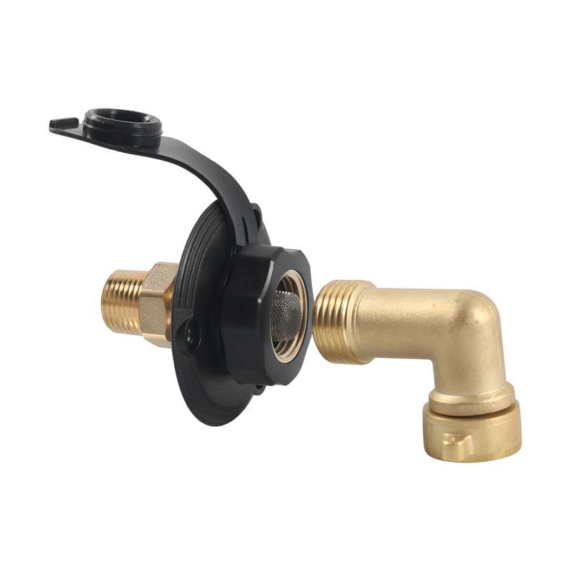 Brass Water Inlet Check Valve For Yacht RV With Adapter(Black)