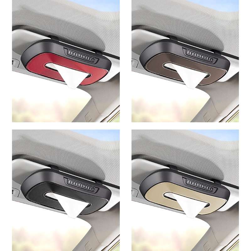 Car Sun Visor Hanging Sunroof Seat Back Tissue Box, Color: Suede Beige