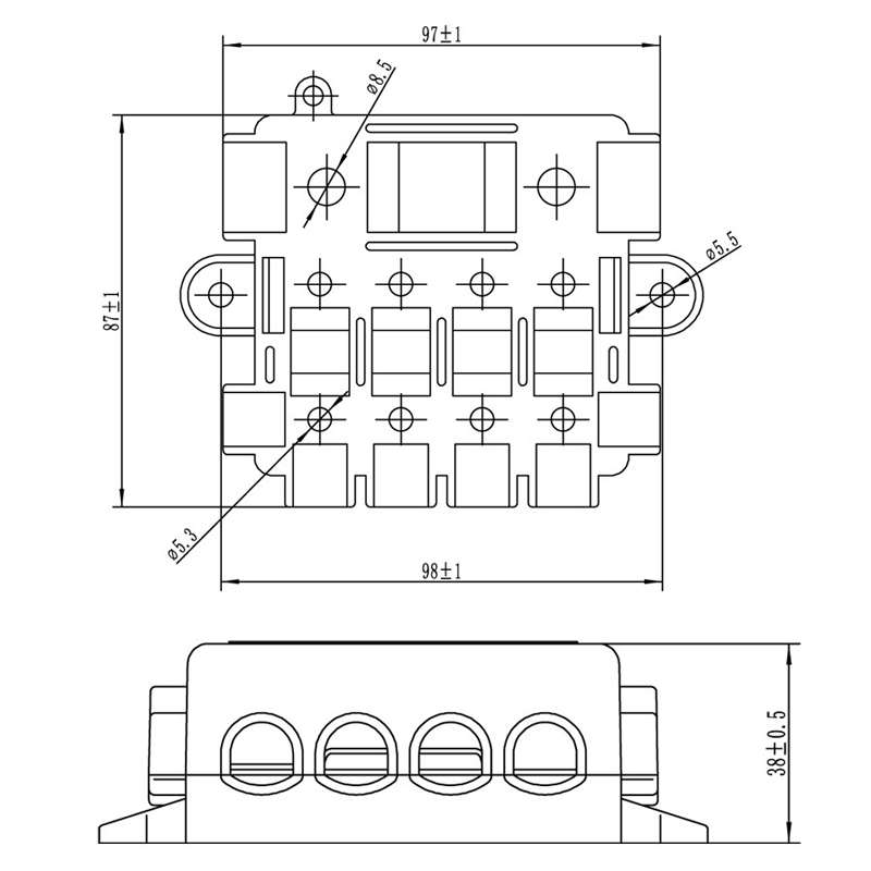 Five-Way One-Input Four-Output Fuse Box RV Power Supply Modification, Specifications: Fuse Box