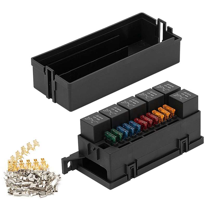 11-way 12V Relay Fuse Holder With Wire For Cars Ships, Specifications: Full Set 4 Pin
