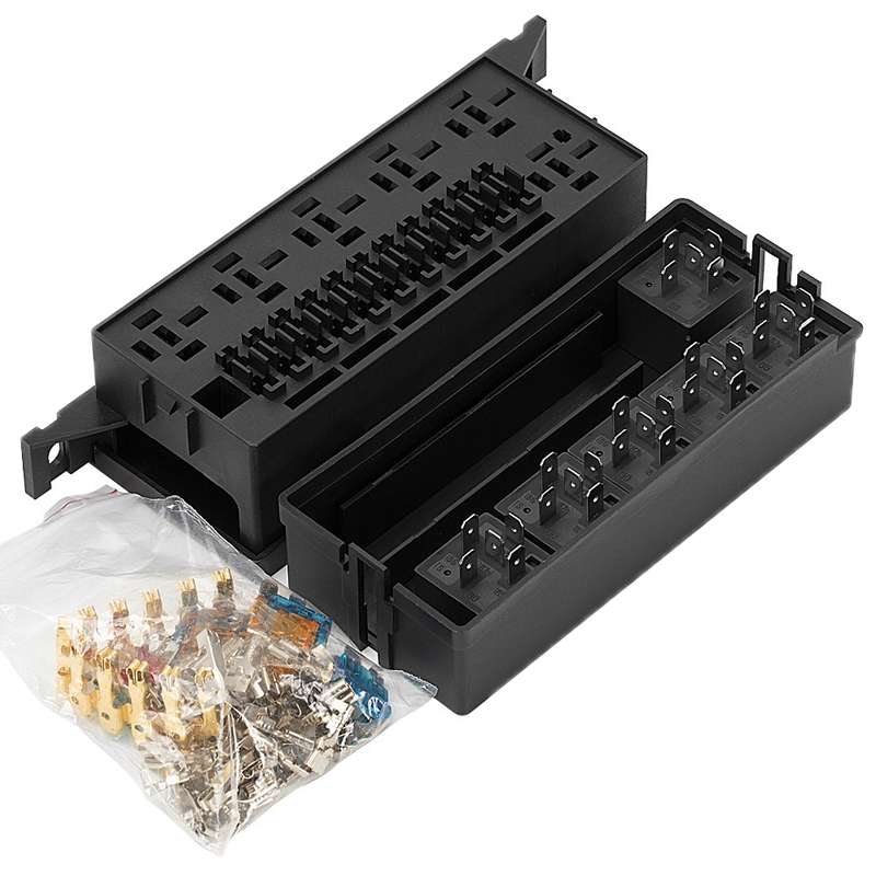 11-way 12V Relay Fuse Holder With Wire For Cars Ships, Specifications: Full Set 4 Pin