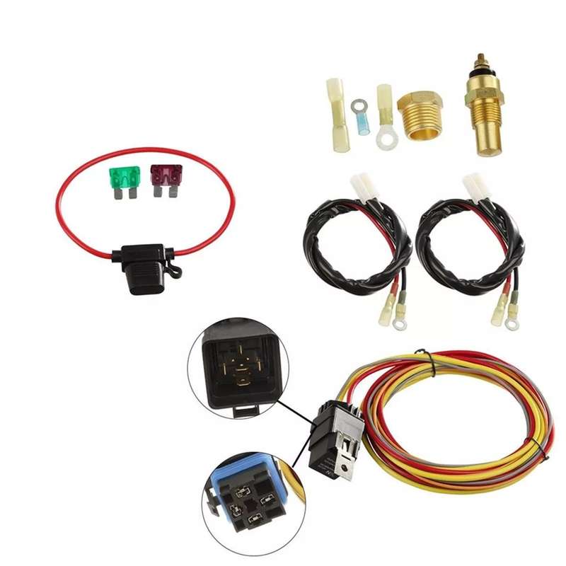 40A Dual Electric Thermostat Cooling Fan Wiring Harness Kit(40A 12V 4-pin)
