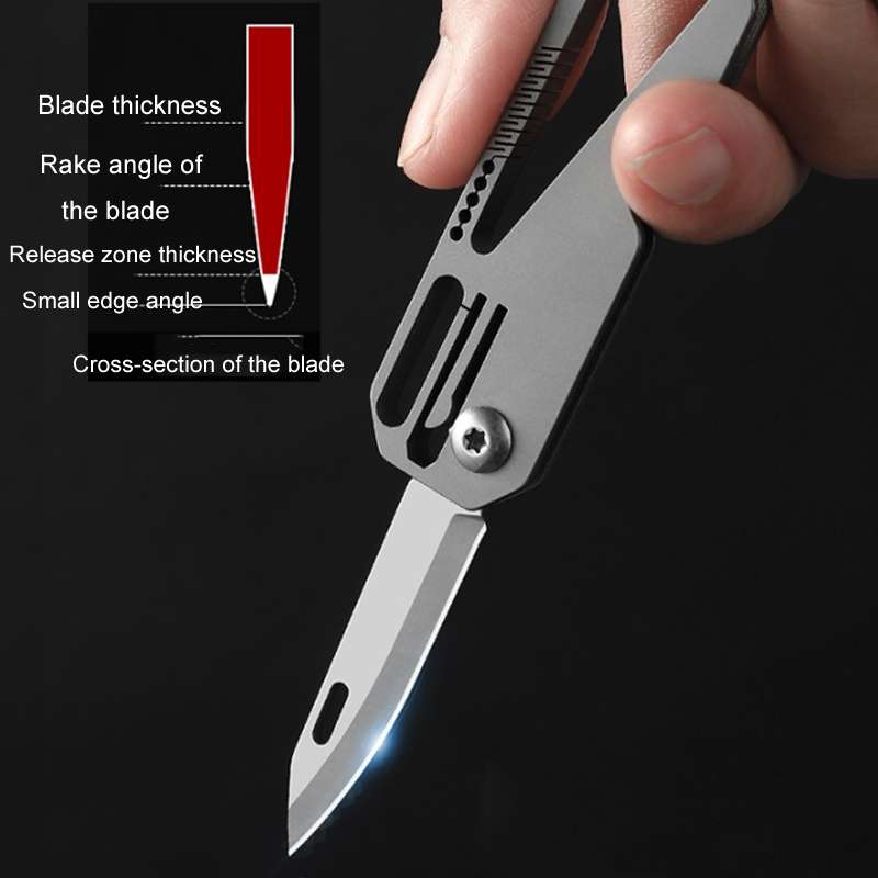 Multifunctional Titanium Keychain Outdoor Portable Defense Mini Folding Knife, Style: With Steel Rin