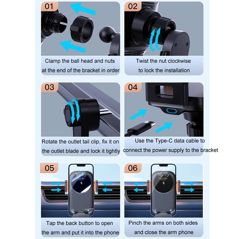 Car Wireless Charging Outlet Navigation Mobile Phone Holder(Single Hook Type)