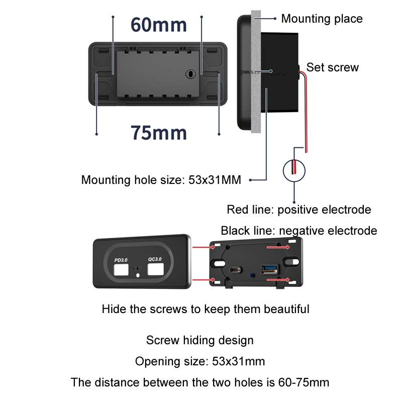 QC3.0 +PD3.0 Motorcycle Car Modified TYPE-C Charger(UCC-312)