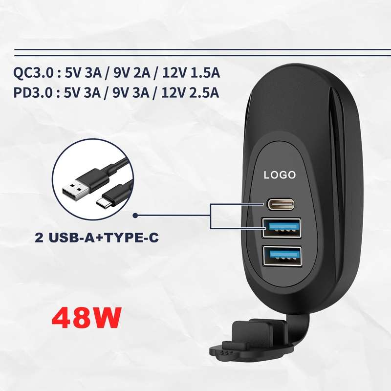 12-24V Bus Handlebar Installed USB Fast Charging Charger, Specifications: 2U+C QC+QC+PD