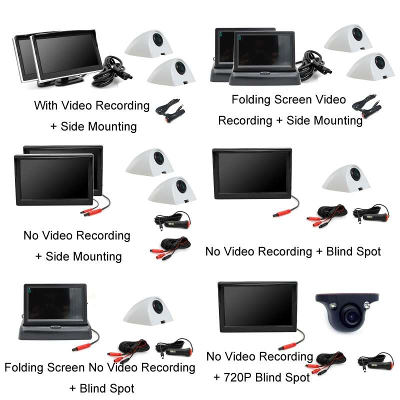 5 Inch AHD Video Monitor Car Reversing High-Definition Camera, Specification: Folding Screen No Vide