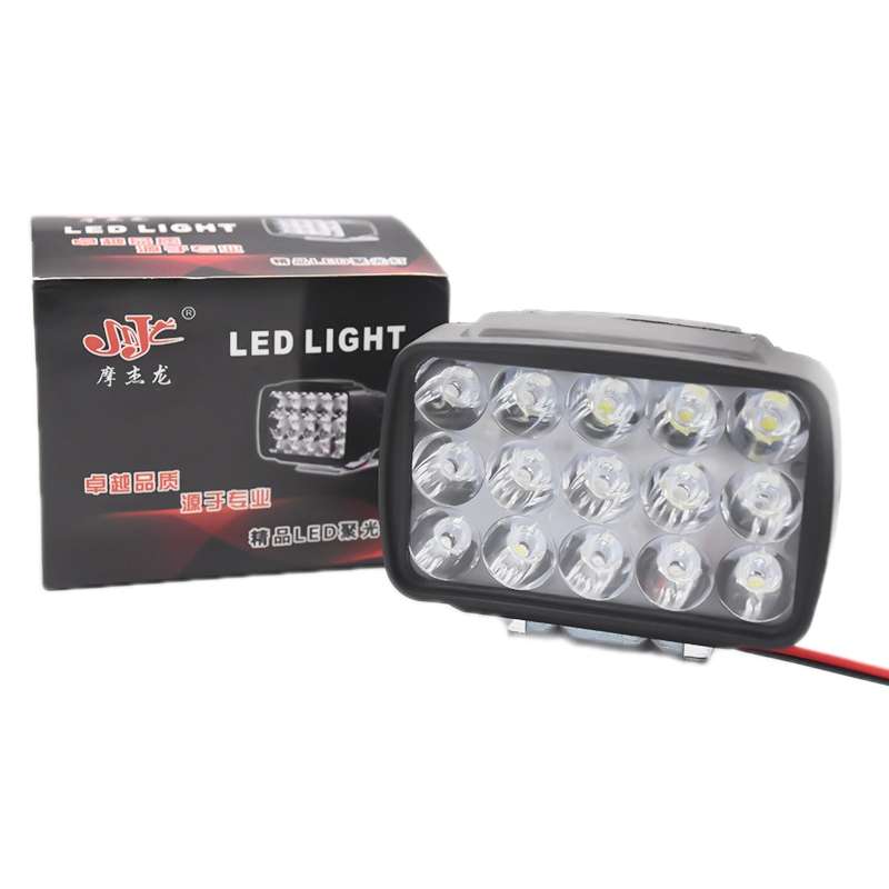 15W Electric Motorcycle External Strong LED Headlight, Specifications: With Screws + Pipe Clamps + S