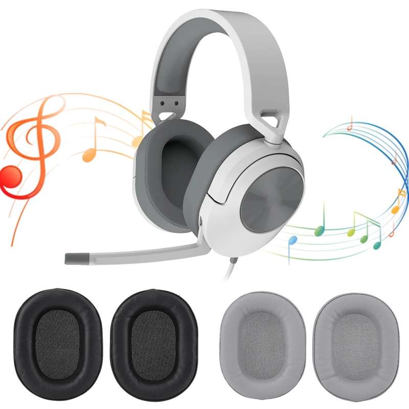 1pair Headphone Leather Sponge Cover For CORSAIR HS55 / HS55 PRO / HS65(Black)