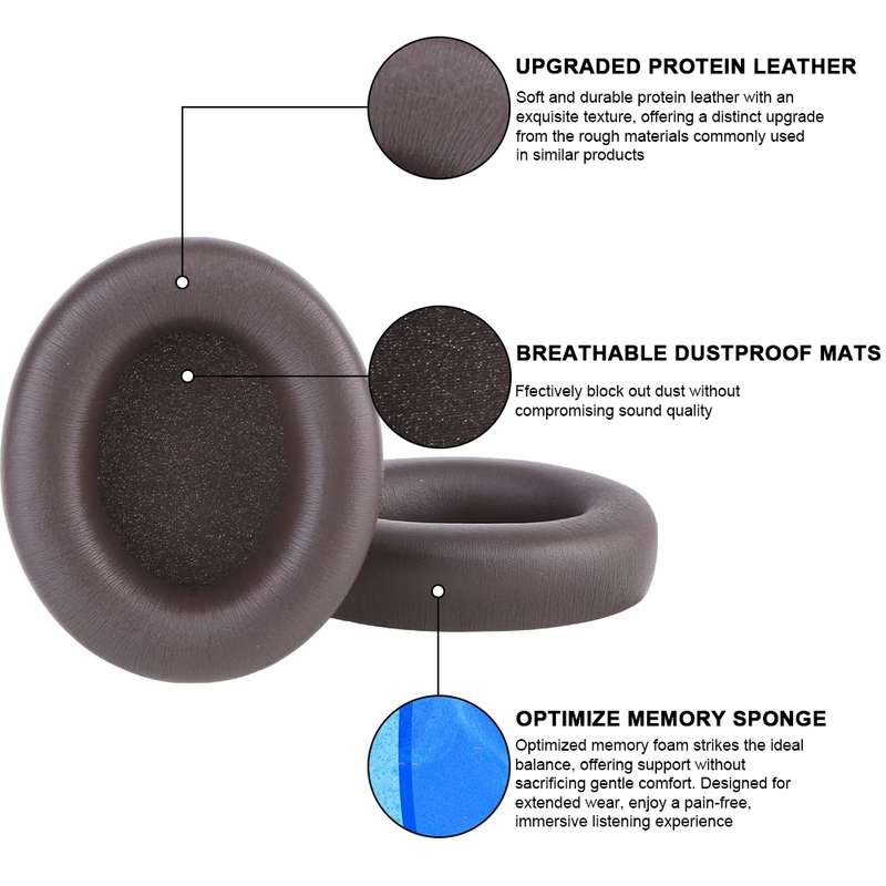 1pair For Beats Studio Pro Headphone Leather Sponge Cover Earmuffs(Black)