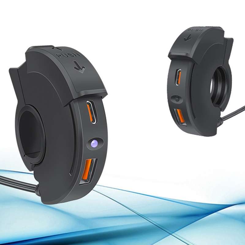 Leading Motorcycle USB Charger Waterproof SAE Interface, Specifications: Blue Single Light