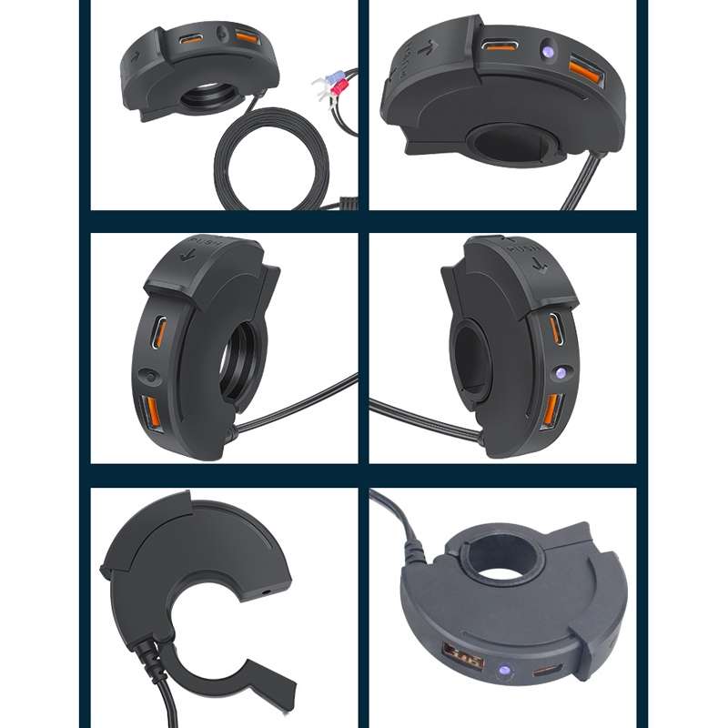 Leading Motorcycle USB Charger Waterproof SAE Interface, Specifications: Blue Single Light