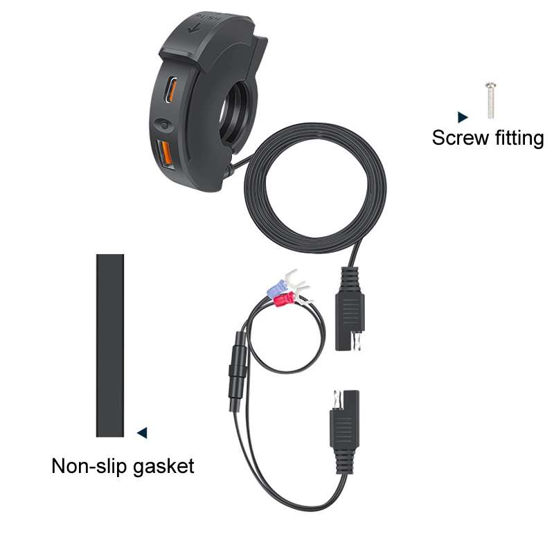 Leading Motorcycle USB Charger Waterproof SAE Interface, Specifications: Blue Single Light