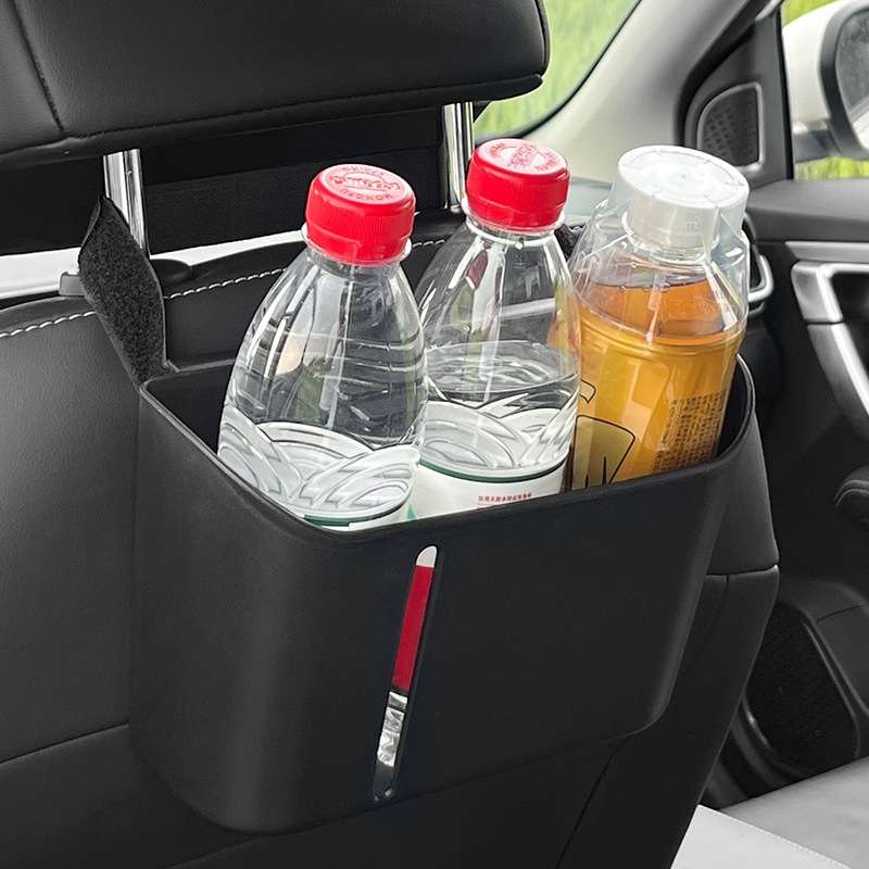 Multifunctional Car Seat Back Storage Box Rear Seat Tissue and Beverage Rack(Black)