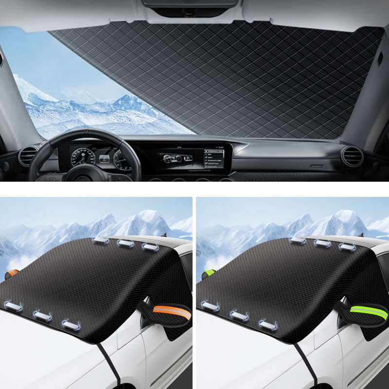 Car Magnetic Front Sunscreen Waterproof Thick Snow Shield(Green)