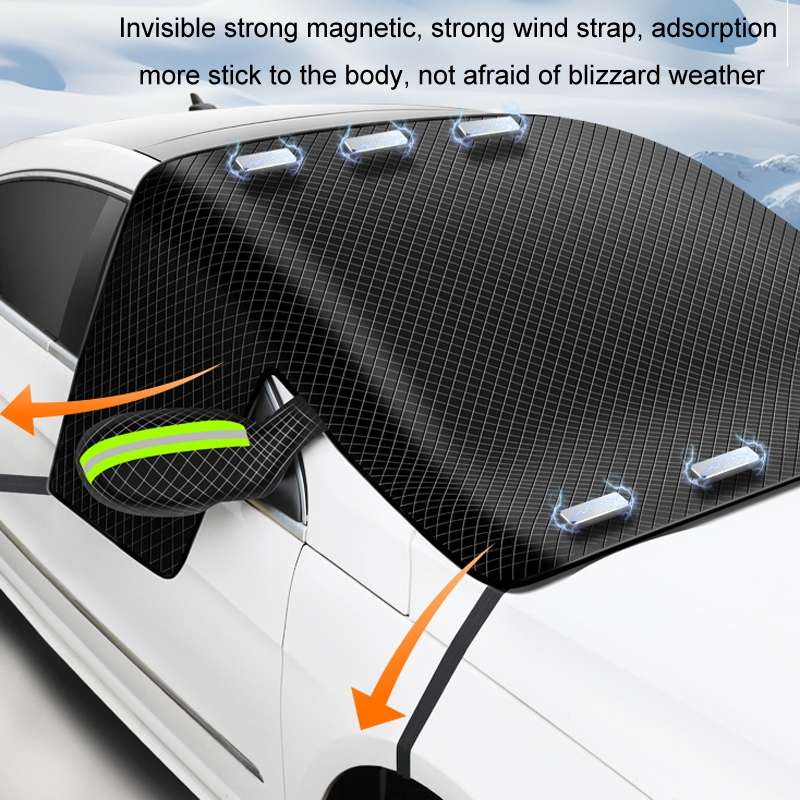 Car Magnetic Front Sunscreen Waterproof Thick Snow Shield(Green)